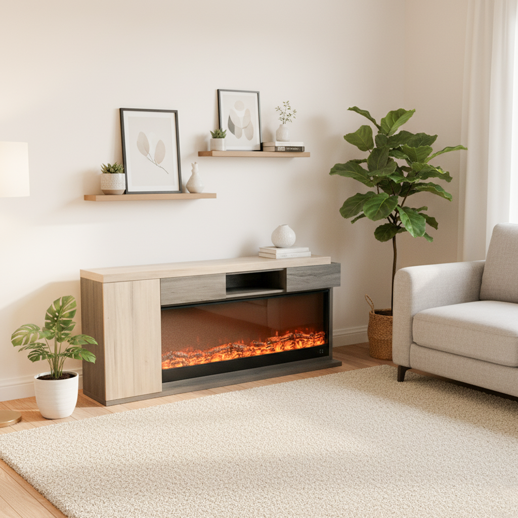 FIRE PLACE 2510 W2000 H870 D350 DARA DR-WT607+VERSALLES TOSTA BLUE