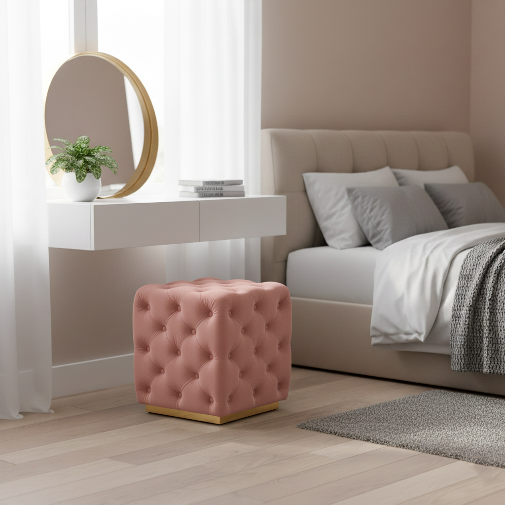 51005 OTTOMAN NF073-47 PINK/GOLD BASE