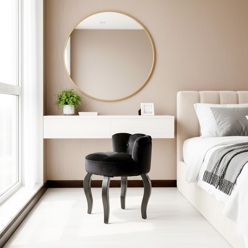 DRESSING CHAIR H02 600-17#BLACK, BLK LEG