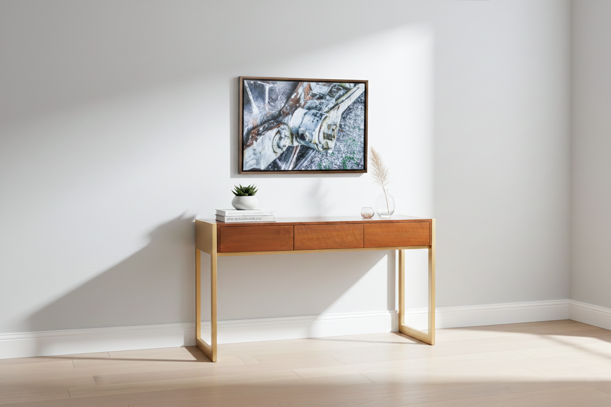 STUDY TABLE 2507 W1500 H 850 BROWN + GOLD