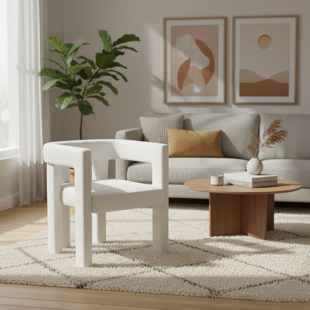 AC868 ACCENT CHAIR Teddy velvet 25#White