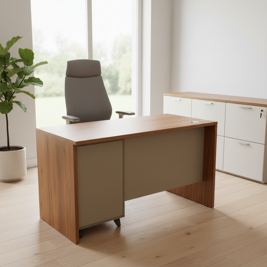 83B1202 RIGHT STAFF DESK WALNUT+GREY