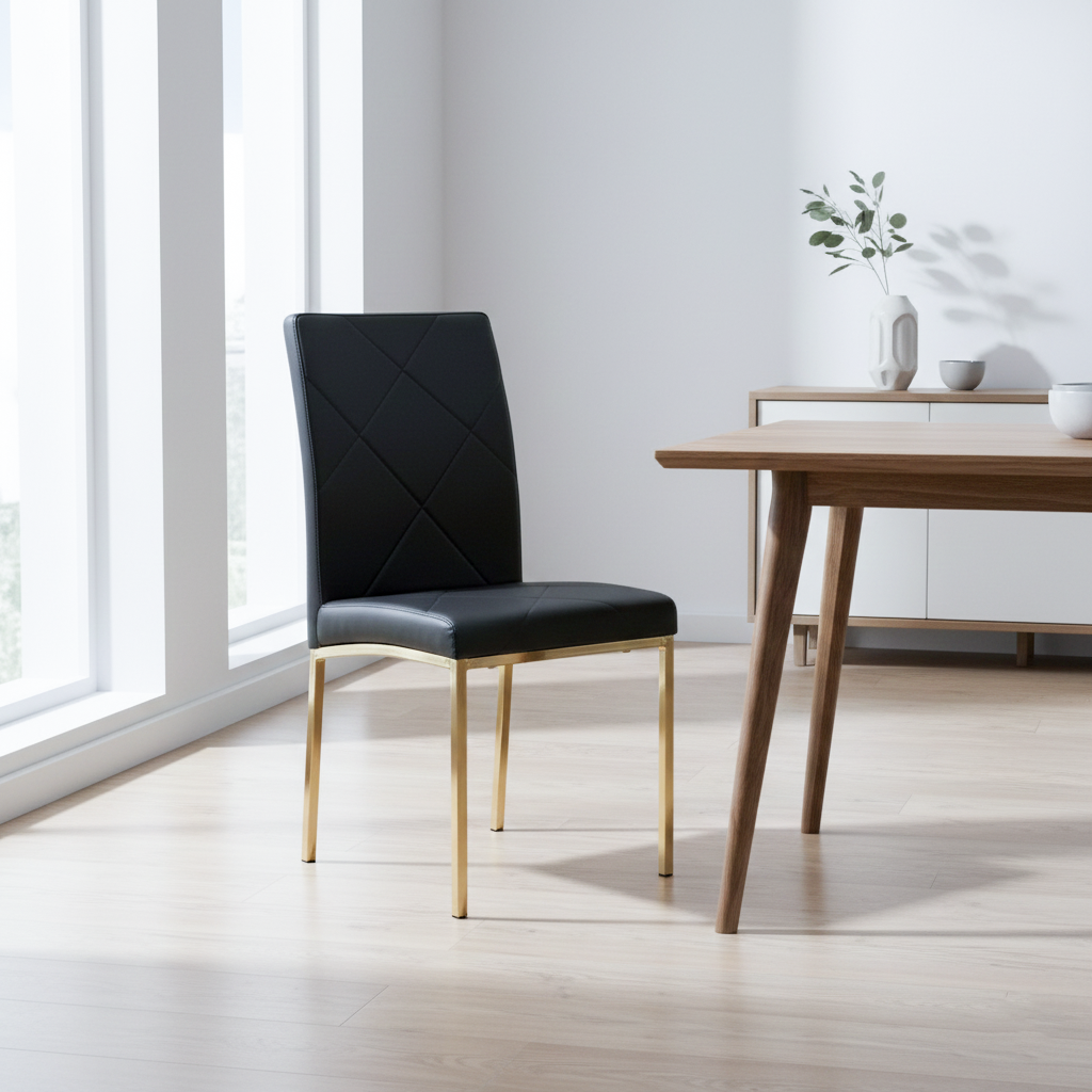 DC2-083-2 CHAIR BLACK PU GLD STAND