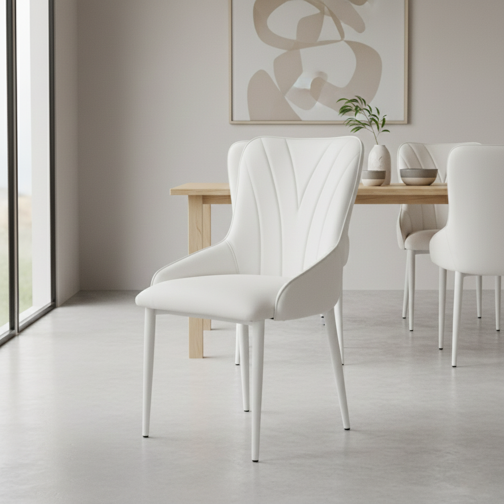 618 DINNING CHAIR 1706-15#white PU white legs