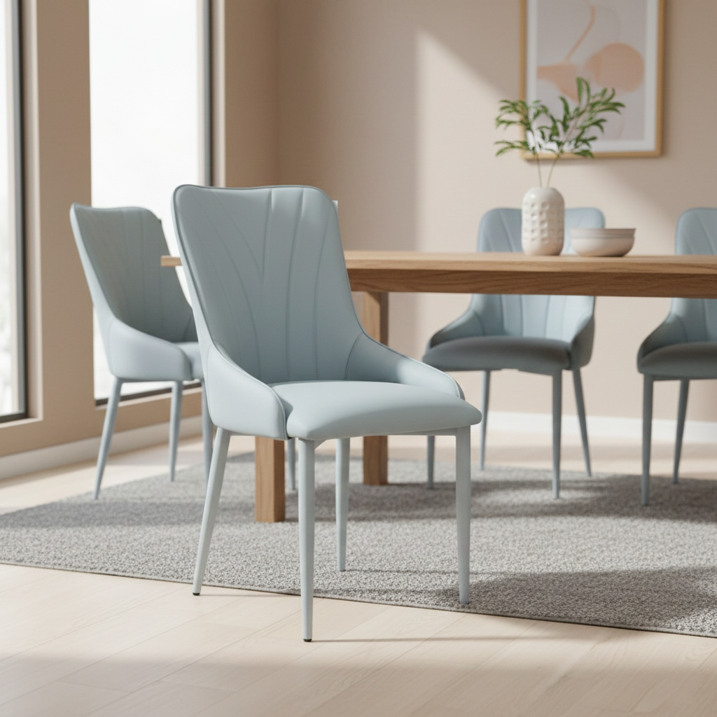 618 DINNING CHAIR 1807-56#grey PU grey legs