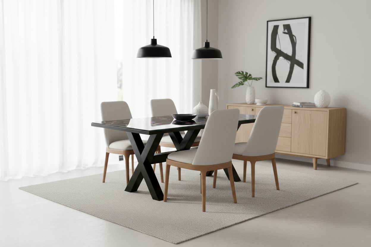 Epoxy  Dining Table with steel leg (L1500XW 900MM)