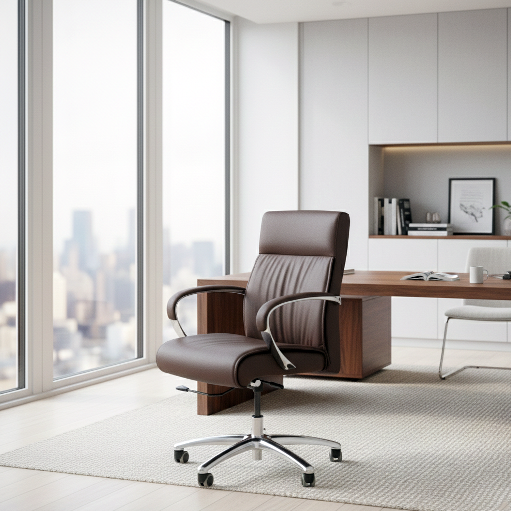 9264  MEDIUM BACK CHAIR BROWN