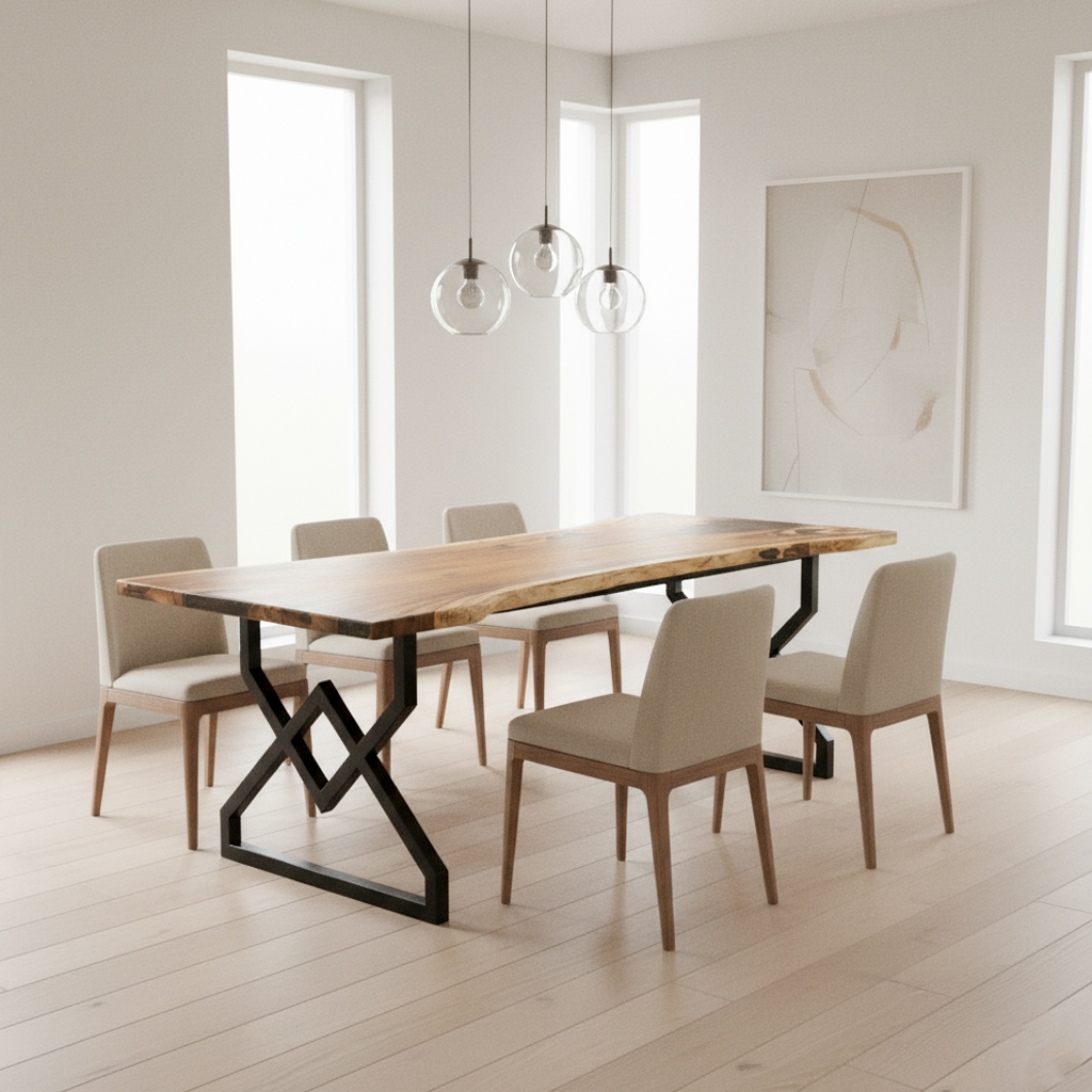 SOLID WOOD SUAR DINING TABLE - L2200XW1000/800XT70MM