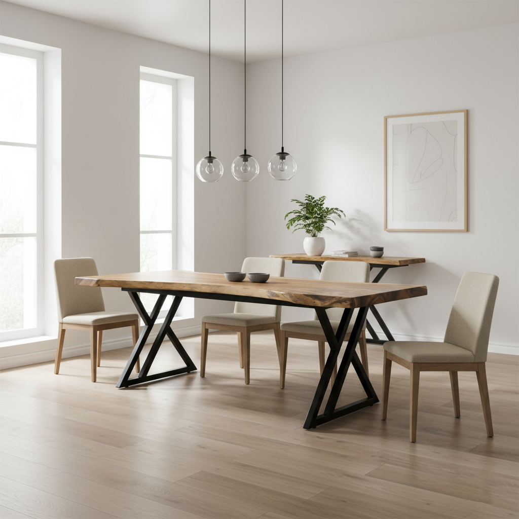 SOLID WOOD SUAR DINING TABLE - L2450XW1100/700XT50MM