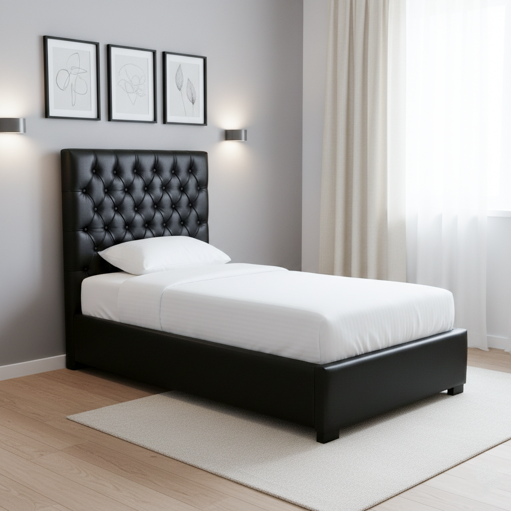 1098-1 BED 100X200X130 BLACK 2733 BLACK