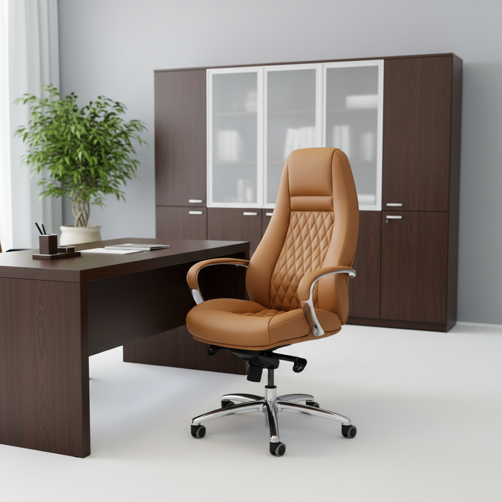 F185 HIGH BACK CHAIR - TAN PU