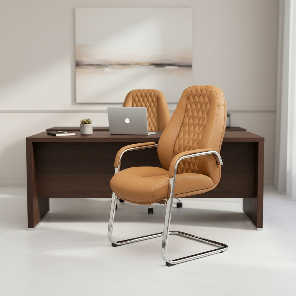 F385 VISITOR CHAIR -TAN PU
