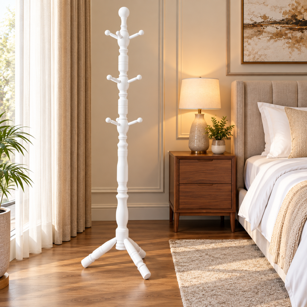 502 COAT HANGER RUBBER WOOD - WHITE